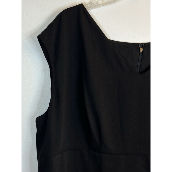 LAUREN RALPH LAUREN Women's Black V-Neck Sheath Dress 20W Cap Sleeve Cocktail - Picture 3 of 11